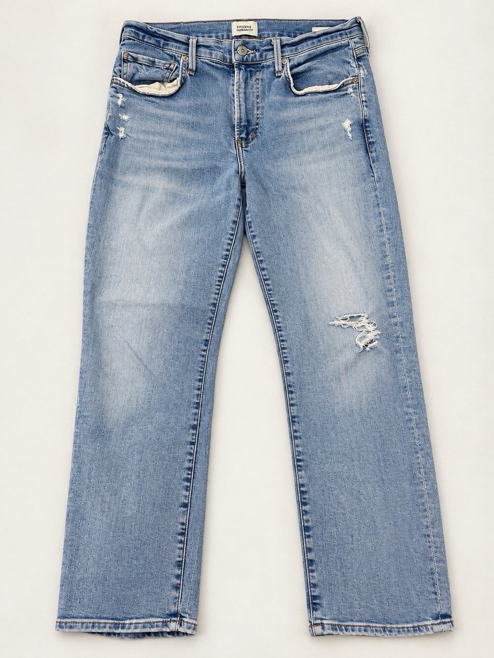 Citizens of Humanity Ella Jeans Womens 29 Light Wash Distressed Slim Straight